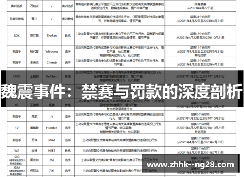 魏震事件：禁赛与罚款的深度剖析