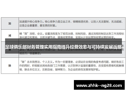 足球俱乐部财务管理实用指南提升经营效率与可持续发展战略